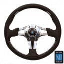 Volant Nardi en cuir noir et cuir perforé noir New Line ND4 Metal 75th Anniversary (6313.35.3071)