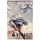 Plaque m&eacute;tal 15x21 cm - Triomphe de la 4cv Renault
