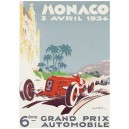 Plaque m&eacute;tal 15x21 cm - 6eme Grand Prix automobile Monaco 1934