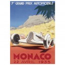 Plaque m&eacute;tal 15x21 cm - 7eme Grand Prix automobile Monaco 1935