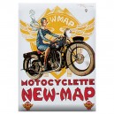Plaque m&eacute;tal 15x21 cm - Motocyclette New Map