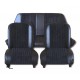 Garnitures de sièges avant et banquette arrière en tissu côtelé noir et simili noir pour fiat 500 F/L/R