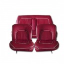Garnitures de sièges avant et banquette arrière en simili rouge passepoil blanc pour Jaguar MK2