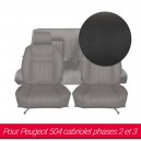 Garnitures de sièges avant et banquette arrière en cuir noir pour Peugeot 504 cabriolet phase 2 et 3