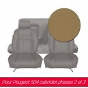 Garnitures de sièges avant et banquette arrière en simili cuir beige pour Peugeot 504 cabriolet Phase 2/3