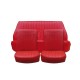 Garnitures de sièges avant et banquette arrière en simili cuir rouge vif pour Renault Dauphine