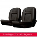 Garnitures de sièges avant en simili cuir noir pour Peugeot 504 Cabriolet phase 1 