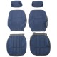 Coiffes de sièges avant et arrière en skaï gris/tissu jean 205 CJ (avec coutures multicolores) 