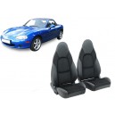 Coiffes de sièges en cuir et tissu carabu noir pour Mazda MX5 NB