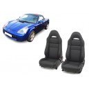 Coiffes de sièges en cuir noir pour Toyota MR2 W30 - après restylage